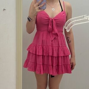 Privy Vibrant Pink Tie-Front Dress